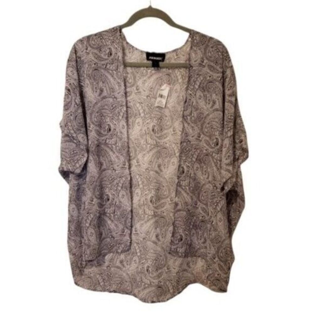 Joe Boxer Womens Sz S Black White Floral Short Sleeve Cover Up Cardigan